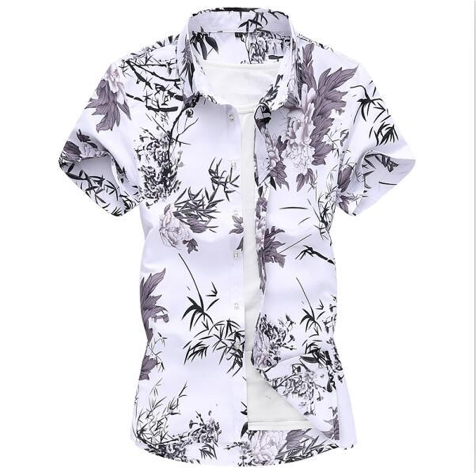 Chemise d'été homme en coton à fleurs blanches pour célébrer la liberté des vacances