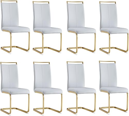 Miniatura 64 de AZmac Juego de 4 sillas de comedor modernas de cuero, sillas de cocina sin brazos, sillas de comedor con asiento acolchado tapizado y patas cromadas