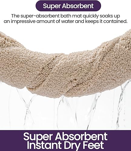 Miniatura 7 de DEXI Alfombra de baño de 36 x 24 pulgadas, lavable antideslizante para suelo de ducha, tapete de baño absorbente de secado rápido con respaldo de