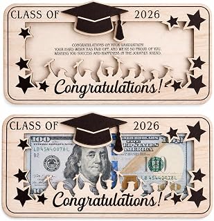 1pc Graduation Money Holder 2026, Wooden Cash Gift Holder for Class of 2026, Graduation Gift for Her, Him, Graduation Money Card Envelope Box for High School, College, University Senior Graduates