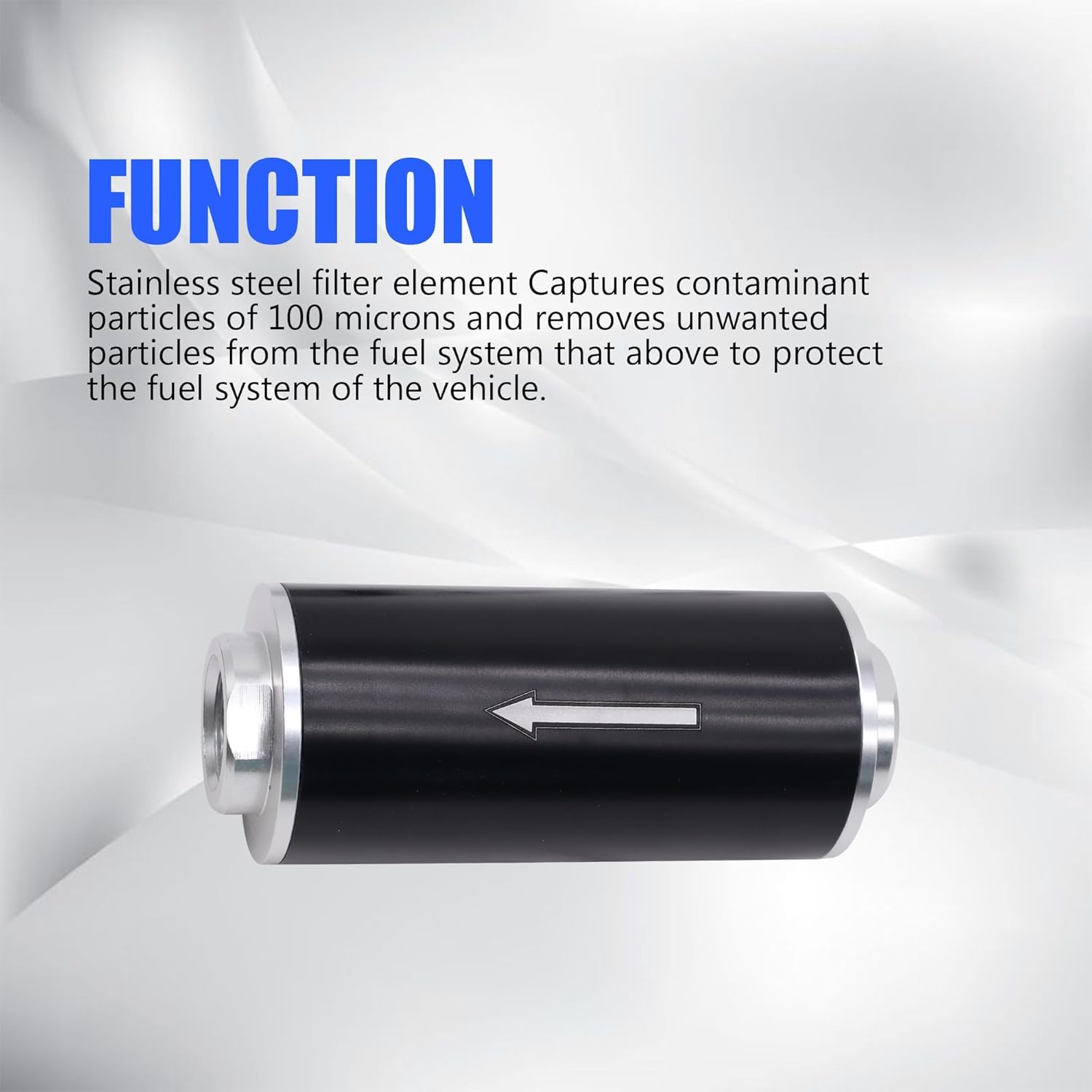 Inline Fuel Filter 100 Micron with 6AN 8AN 10AN Adapter Universal 50MM