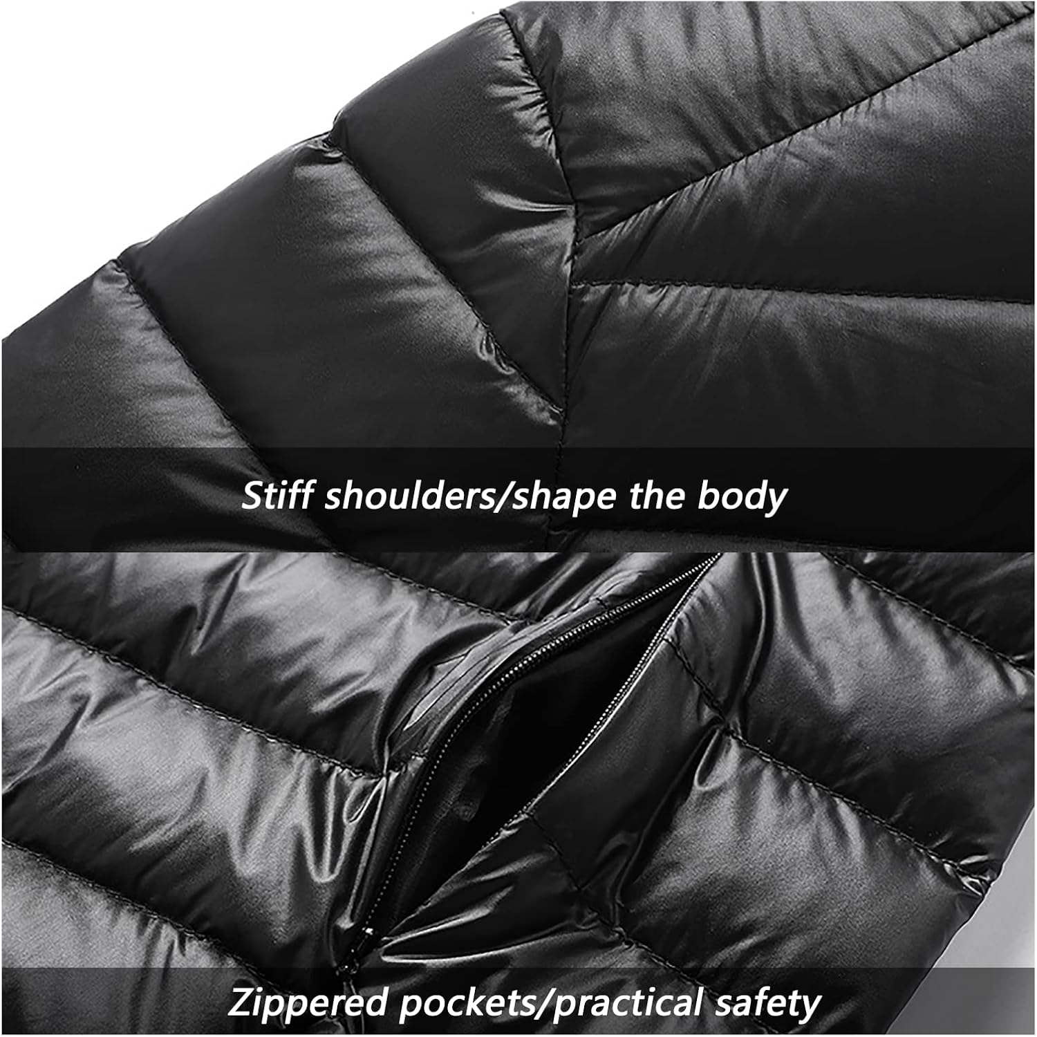Men's Lightweight Packable Puffer Winter Jacket Puffy Coat for Snow Ski Hiking Travel Short Full-Zip Down Coat