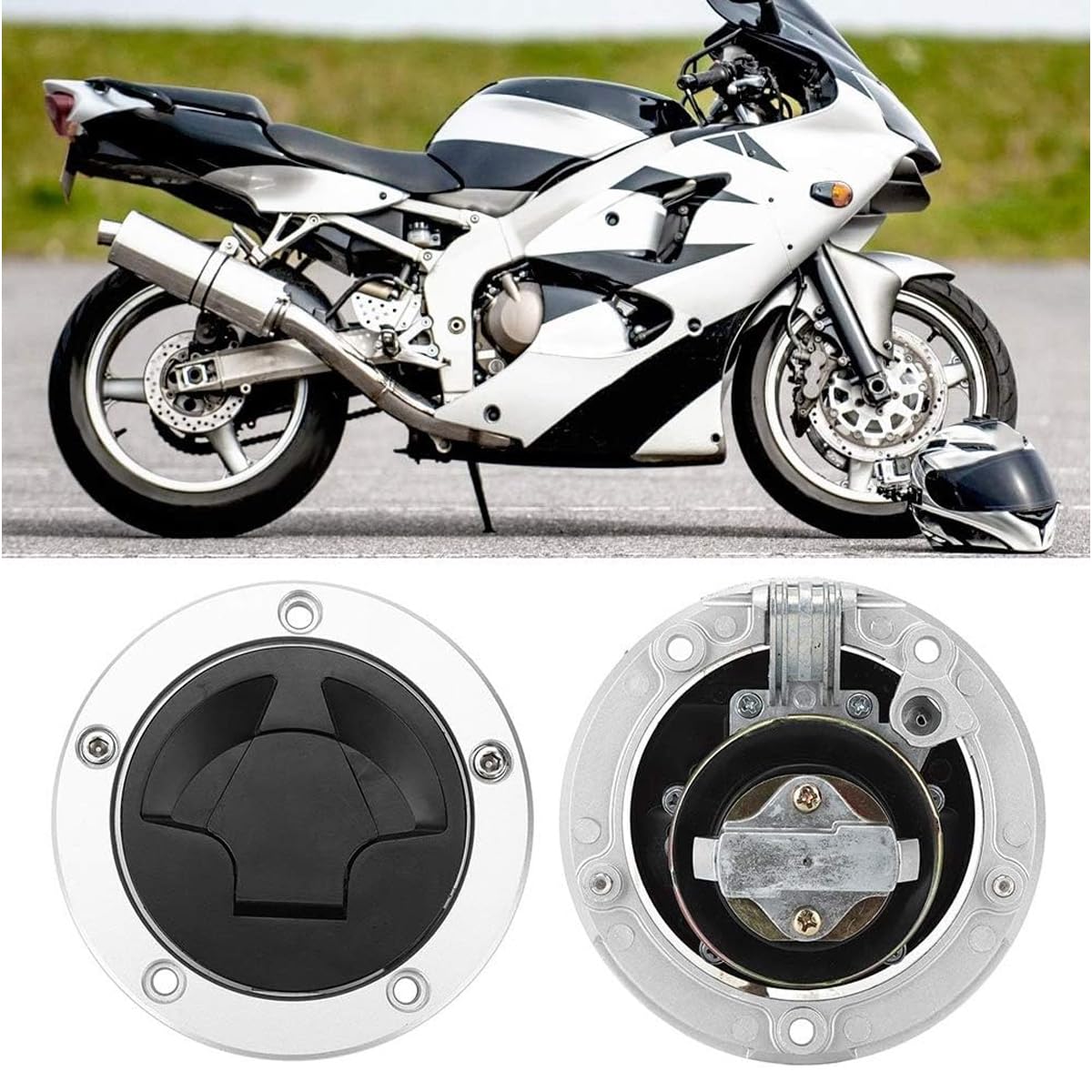 Bouchon de réservoir de moto verrouillable – Compatible avec les modèles ER400/650, ZX6R, ZX636, Z750/800