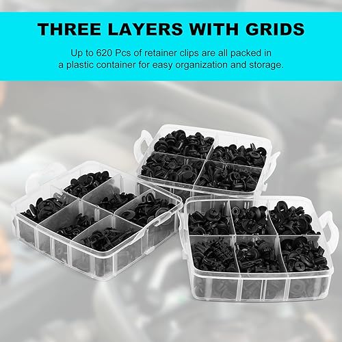 Miniatura 10 de 240 clips de parachoques para automóvil, remaches de plástico de los 16 tamaños más populares y 5 removedores de sujetadores, kit de retención de