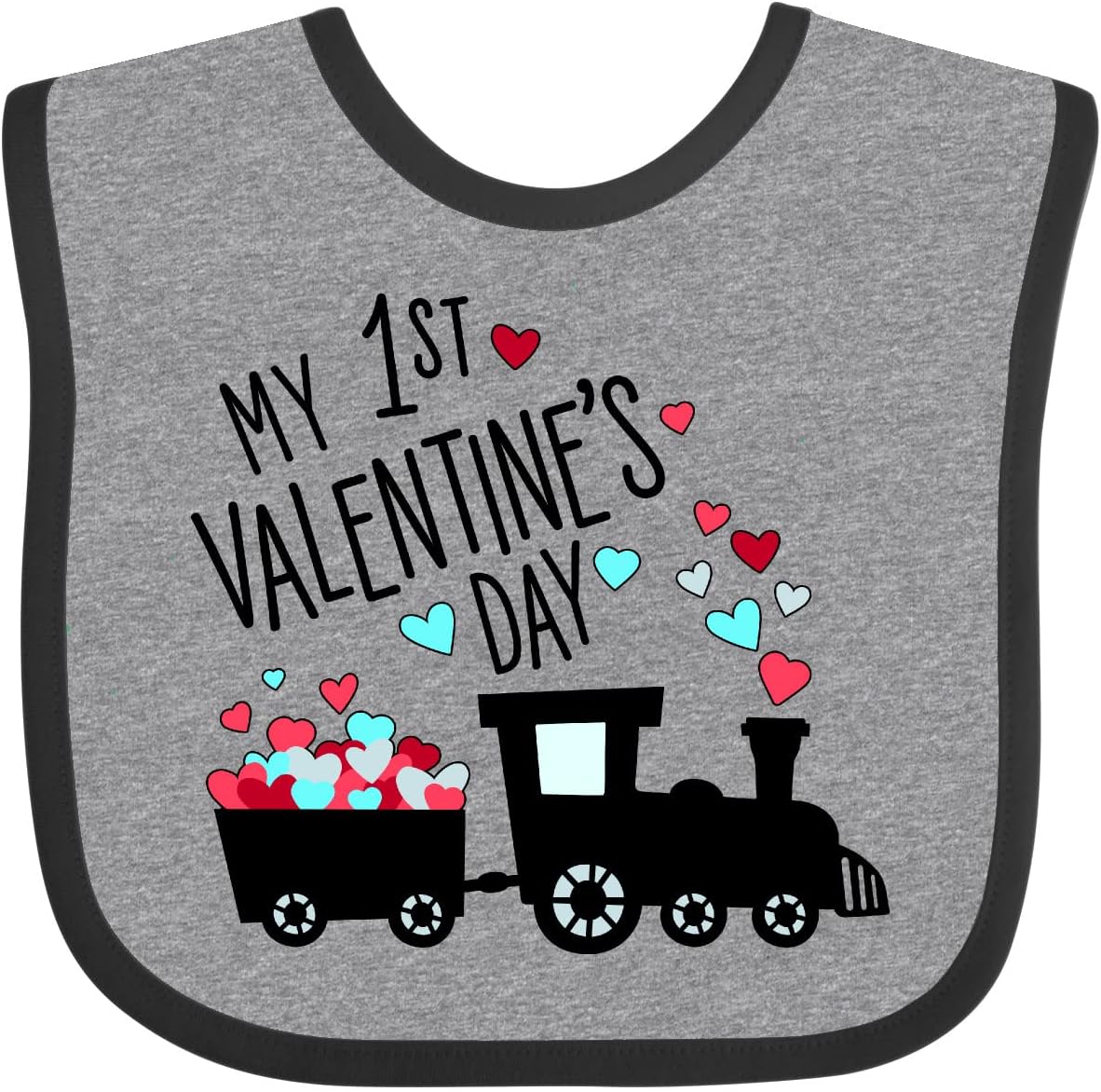 inktastic My First Valentines Day- Train Baby Bib