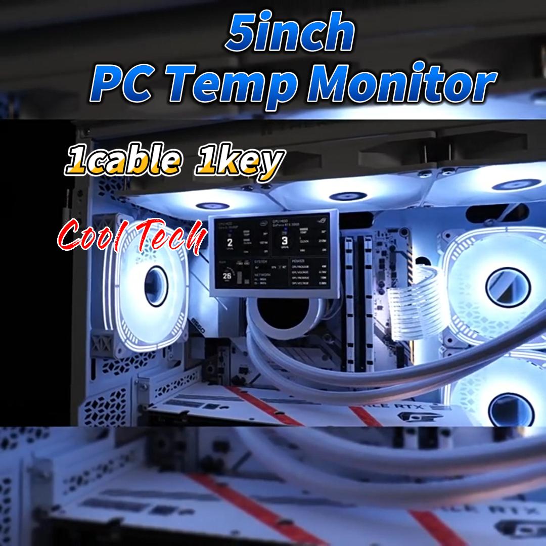 Écran Secondaire PC 5 Pouces - Affichage Températures, Usage CPU/GPU, Compatible AIDA64, USB-C