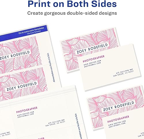 Miniatura 7 de Avery 8371 Tarjetas de visita, inyección de tinta, 2 pulgadas x 3-1/2 pulgadas, 250/PK, color blanco