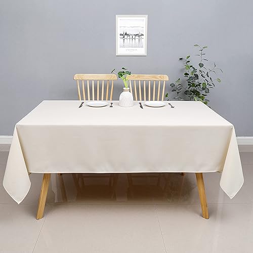 Miniatura 6 de Wewoch Mantel rectangular beige resistente al agua lavable de poliéster para comedor, cocina, fiestas, bodas y uso al aire libre, 52 x 70 pulgadas