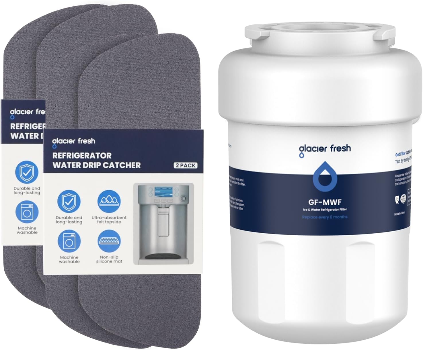 GLACIER FRESH MWF Water Filters for GE Refrigerators and Cuttable Refrigerator Drip