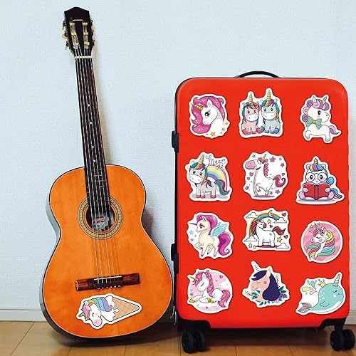 Miniatura 8 de Paquete de 100 calcomanías de unicornio para botellas de agua para niñas, motocicleta, equipaje, copa, grafiti, bomba, patinetas, snowboard, regalos