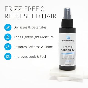 Walker Tape Leave-In Conditioner Spray 4 fl oz for Wig Installs, Lace Systems, Toupee Applications, Hair Tape Prep and Adhesive Strips Use Offering Detangling, Moisture, Frizz Control for Hair Systems