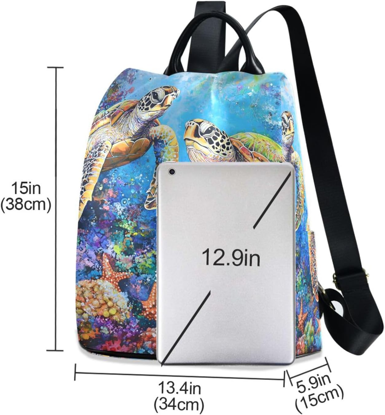 ALAZA Two Sea Turtles Backpack Purse for Women Anti Theft Fashion Back Pack Shoulder Bag
