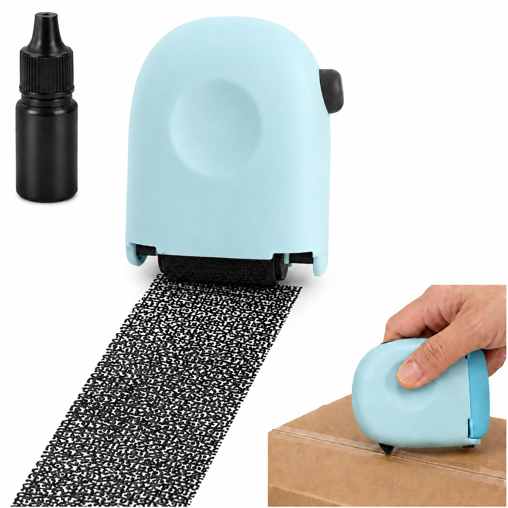 2in1 Address Blocker Stamp Wide Roller, Data Defender Roller Stamp with A Refill & Tools for Opening Packages, Confidential Roller Stamp for Privacy Protection,Identity Theft Protection,Fast Dry Ink