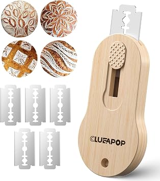 أداة تسجيل العجين العرجاء للخبز المغناطيسي والقابل للاستخراج من CLUEAPOP - أداة تسجيل العجين المخمر الاحترافية - أداة خبز العجين المخمر وتسجيل الخبز - كتيب أنماط التسجيل و5 شفرات حلاقة