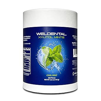 Weldental Xylitol Mints in Cardboard Tube, Peppermint 300 Count Refill, Refill For Your Own Container