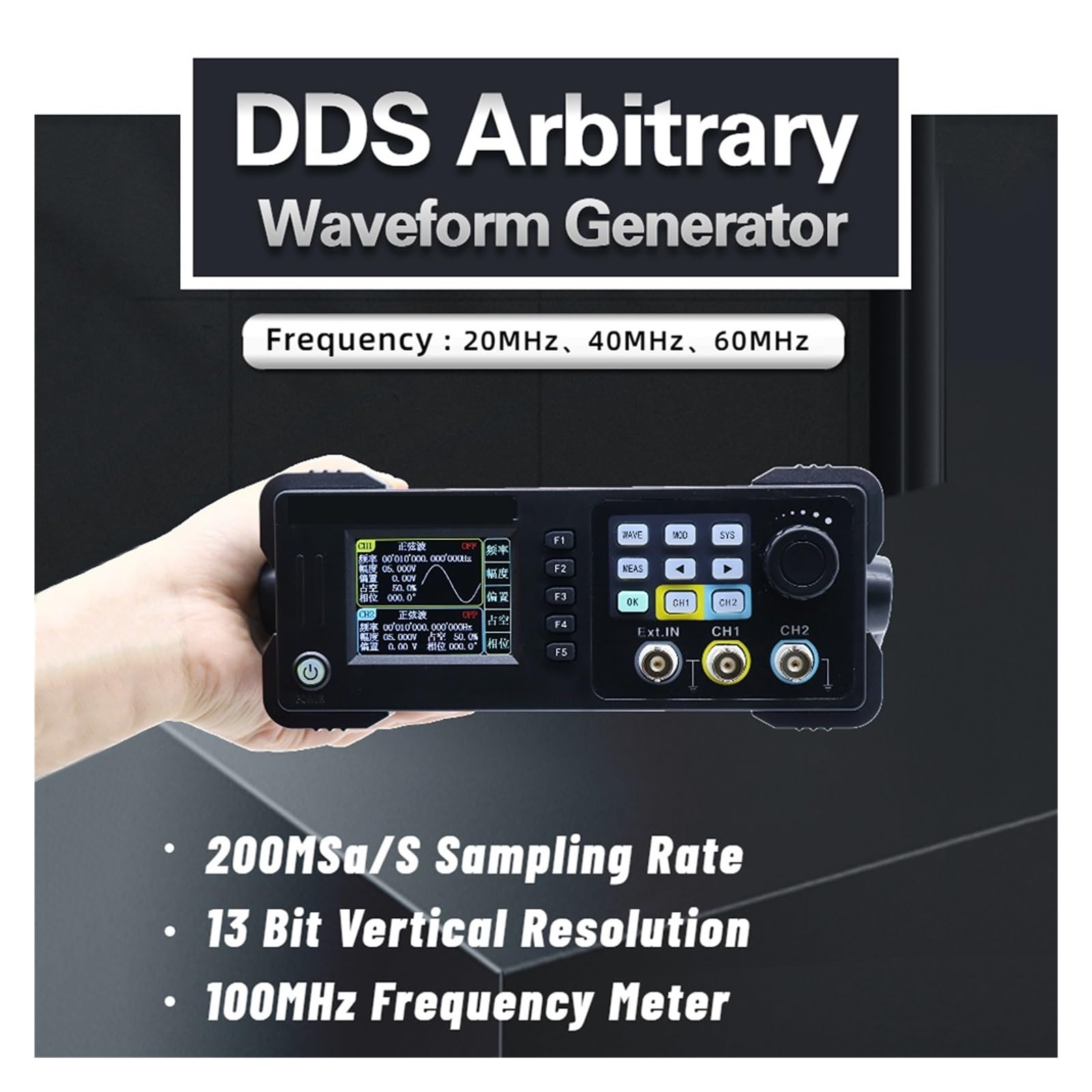 Generatore di segnale a doppio canale 20Mhz 40Mhz 60Mhz Misuratore di frequenza Funzione Generatore di forme d'onda arbitrarie(ET3320C)