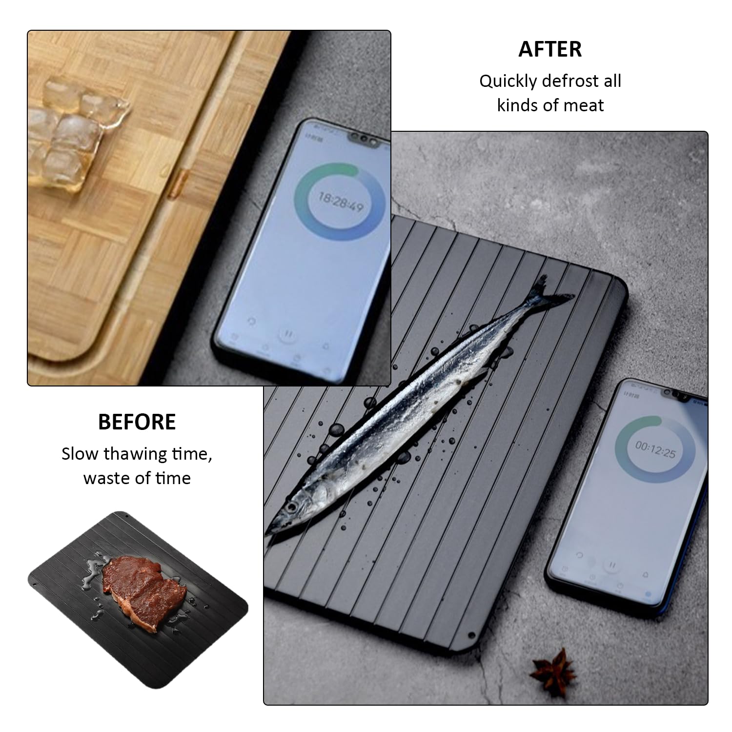 Vassoio Scongelamento Rapido ZMREN - 29,5x21x0,2 Cm, Alluminio Antibatterico - Foto 4