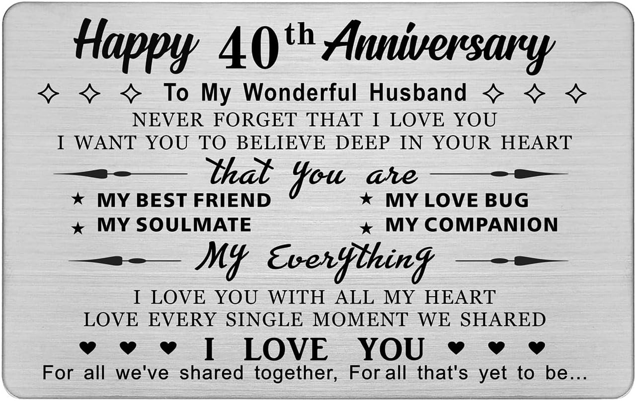 My Husband 40th Wedding Anniversary Card - On Our Ruby Anniversary - 40 ...