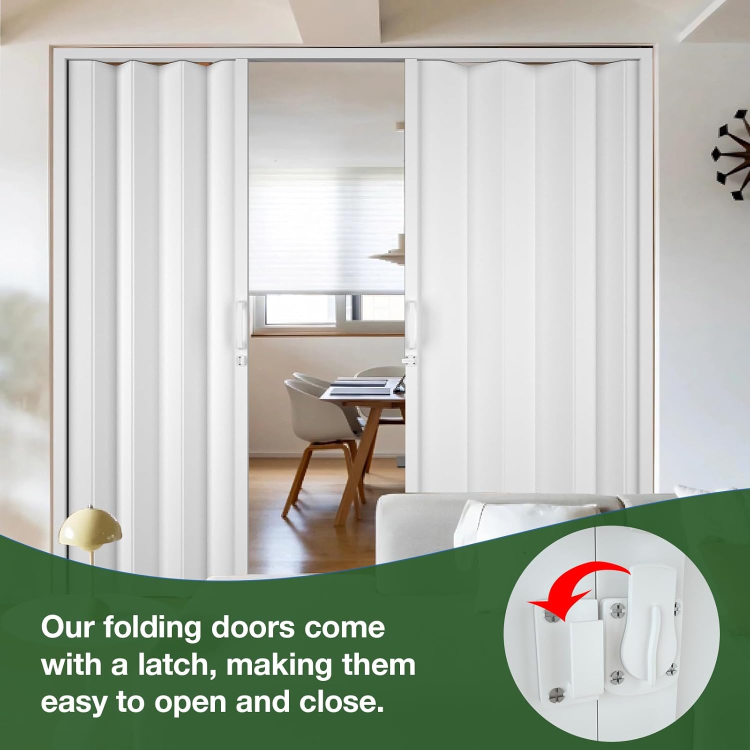 neatiease accordion door 72x80, portable interior pvc folding door, bifold closet doors with latch, handle, mounting hardware 72"x80"