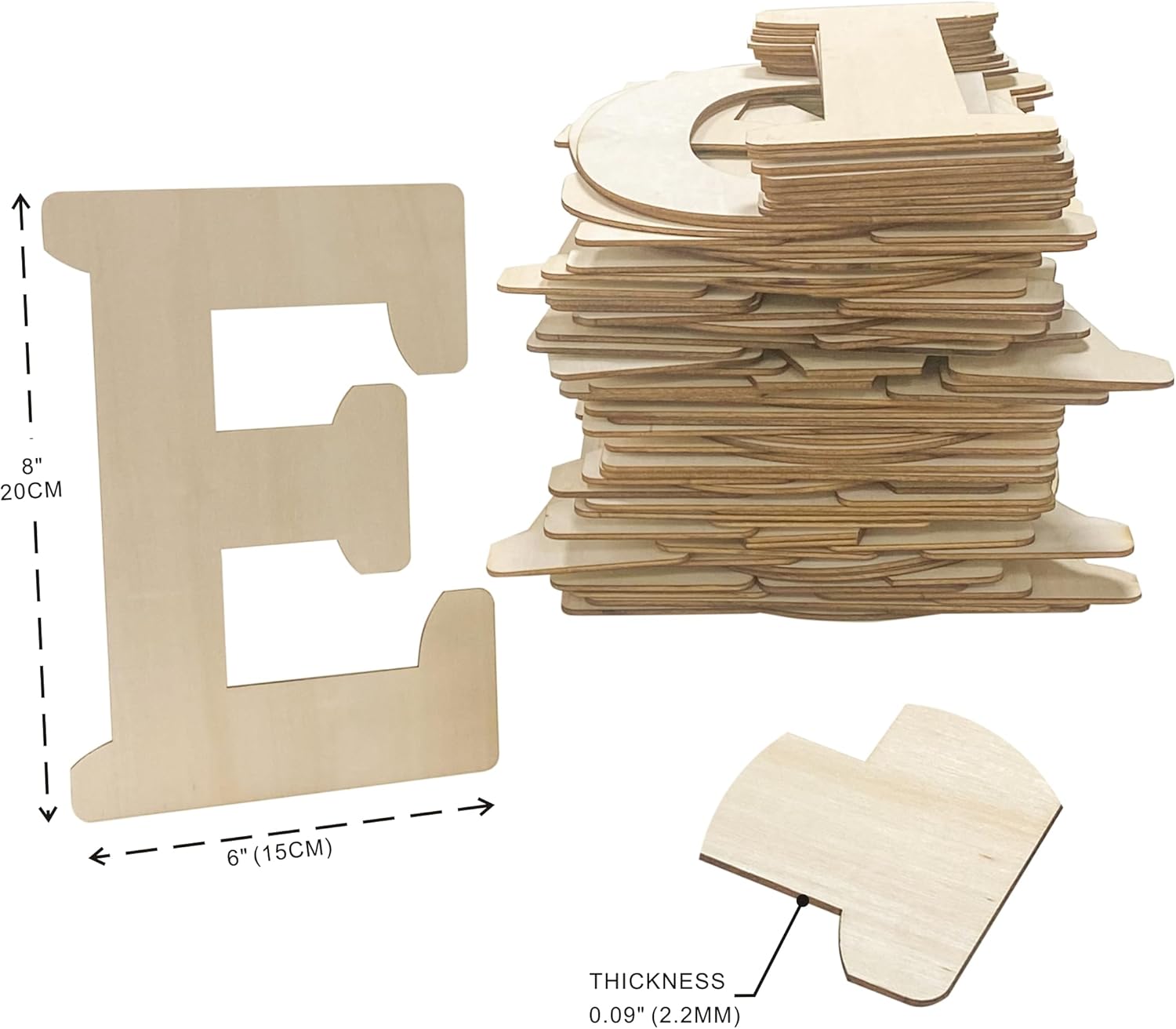 8 Inch 84 Pieces Wooden Unfinished Letters Wood Surface Alphabet Thin Wooden Letters for Crafts Wall Decor