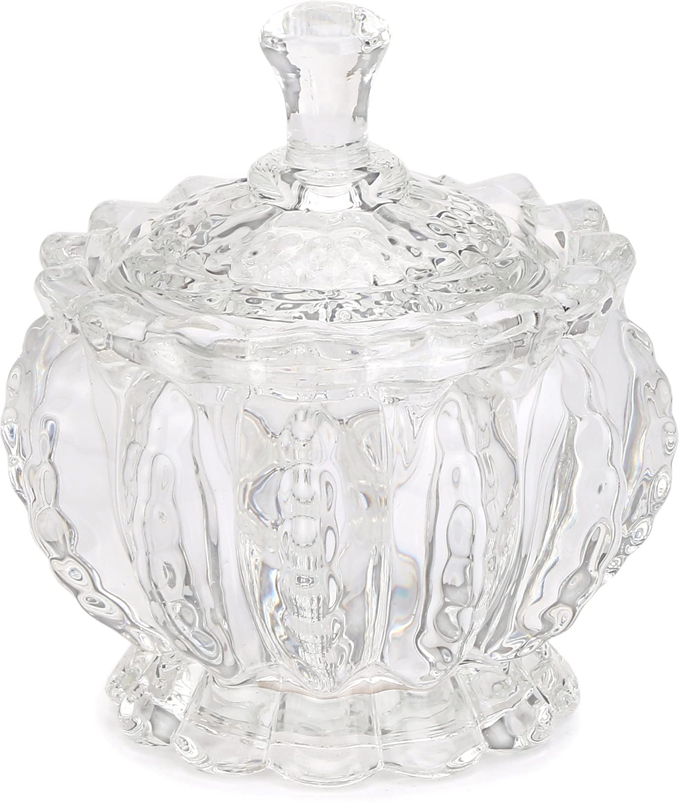 Somil Stylish Glass Candy Bowl with Lid for Sugger, Sweet, Candy, Mouth Freshner, Clear, Glass, 150 Ml, 9.5 X 9.5 X 11.5 Cm 3