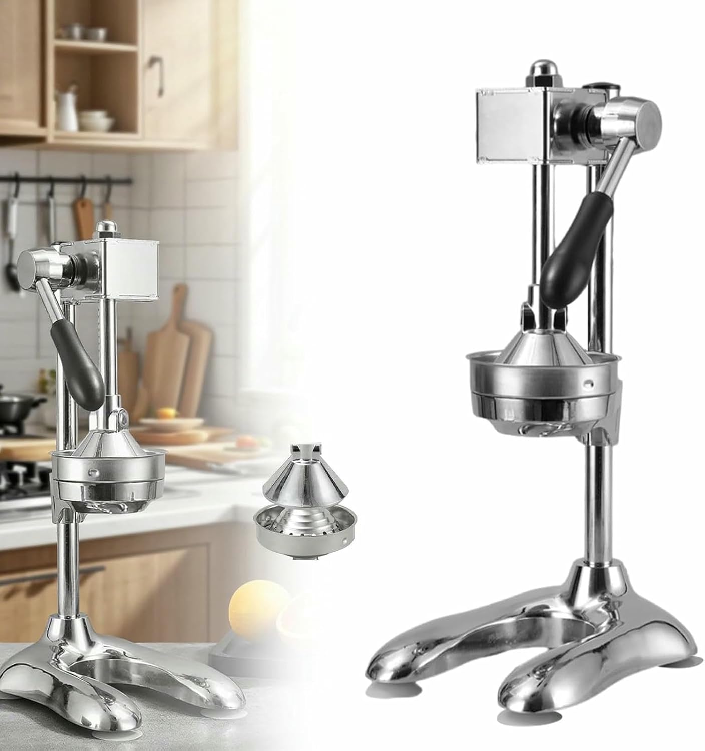 Hand Press juicer, Cast Iron Manual juicer, 304 Stainless Steel + Aluminum Alloy, Easy-Clean, Juicer for Citrus Fruits, for Oranges, Lemons, Citrus,Watermelon electroplated-Tip