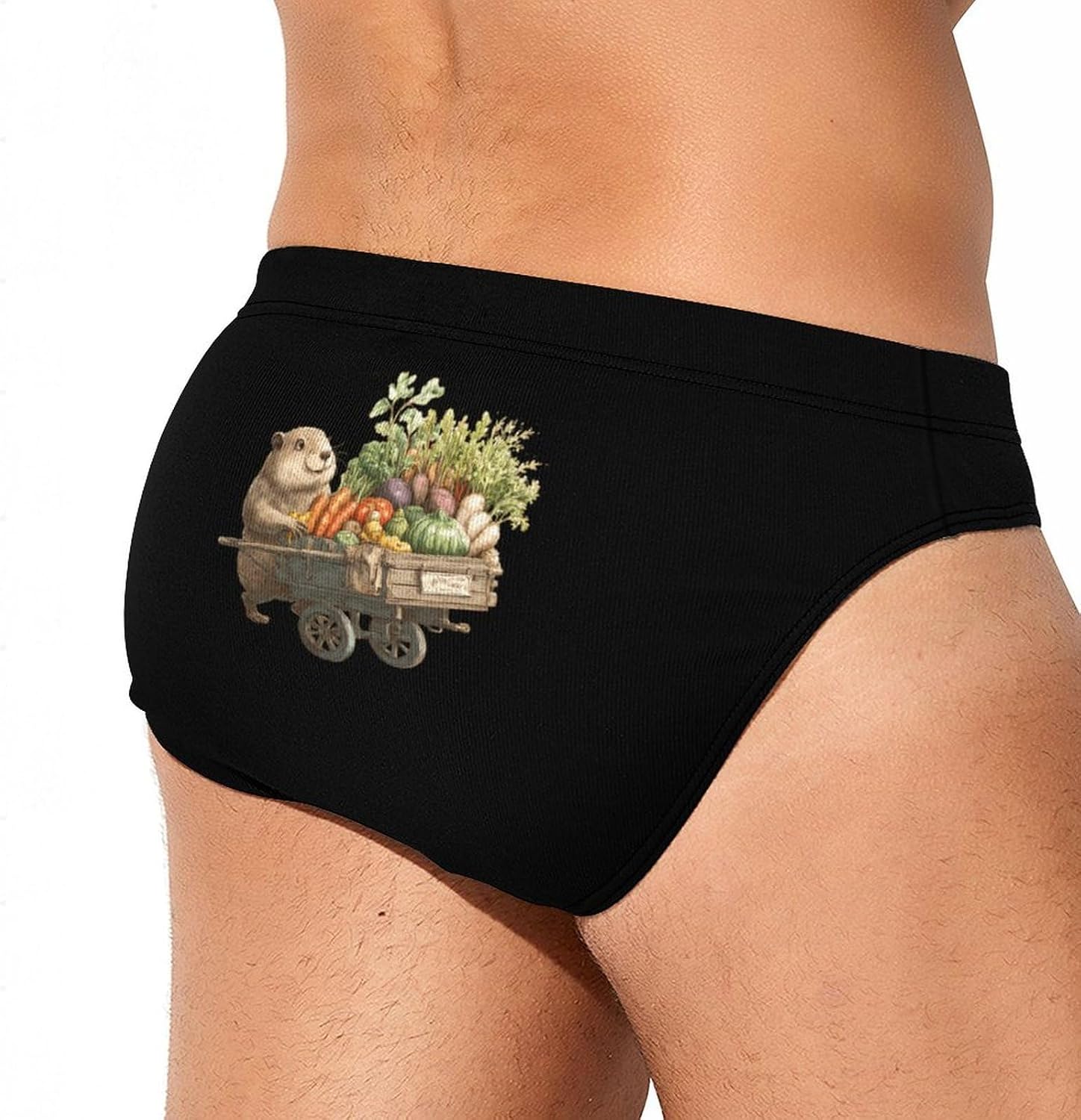 Groundhog Vegetables Men's Swimsuit Brief Sexy Bikini Briefs Retro Printed Swimwear Quick Dry Swimming Trunks 3X-Large