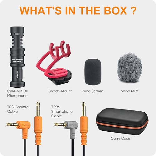 Miniatura 6 de comica Micrófono de cámara, CVM-VM10II Micrófono direccional Escopeta cardioide Videocámara Micrófono para Canon, Nikon, Fuji, Sony, Panasonic,
