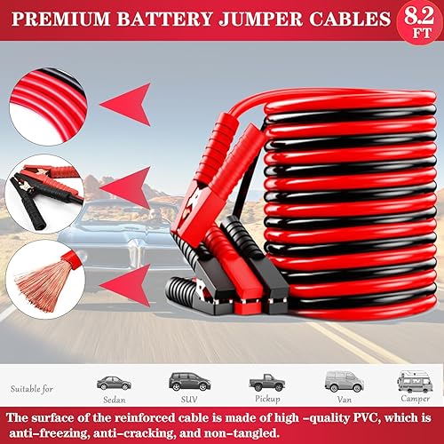 Miniatura 2 de Car Roadside Emergency Kit, with Jumper Cables Automotive Kit,Car Safety Roadside Assistance Kit Headlamp,Tow Straps, Safety Hammers, Rainwear,