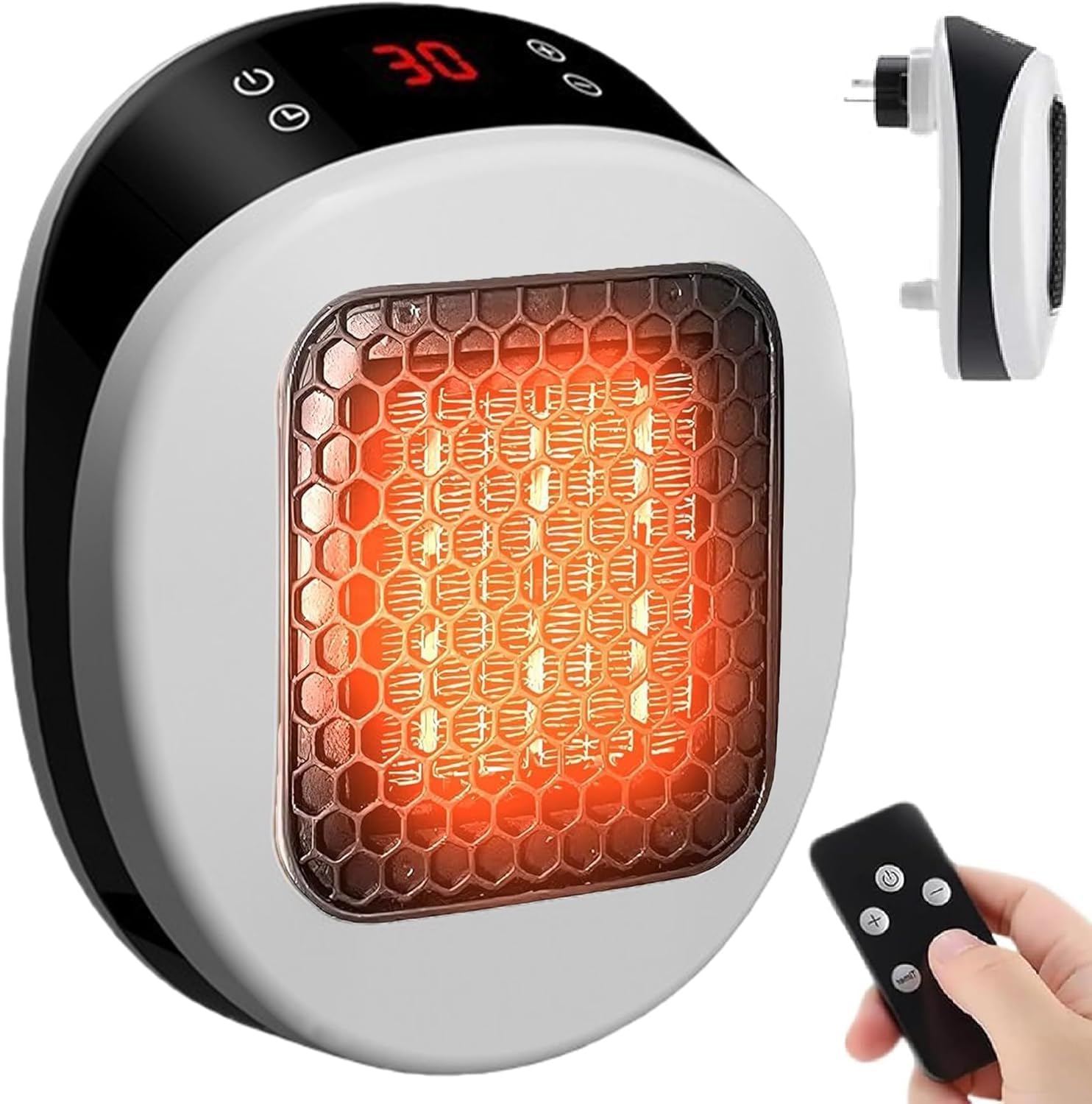 Chauffage d'appoint céramique avec prise rotative 270° et télécommande