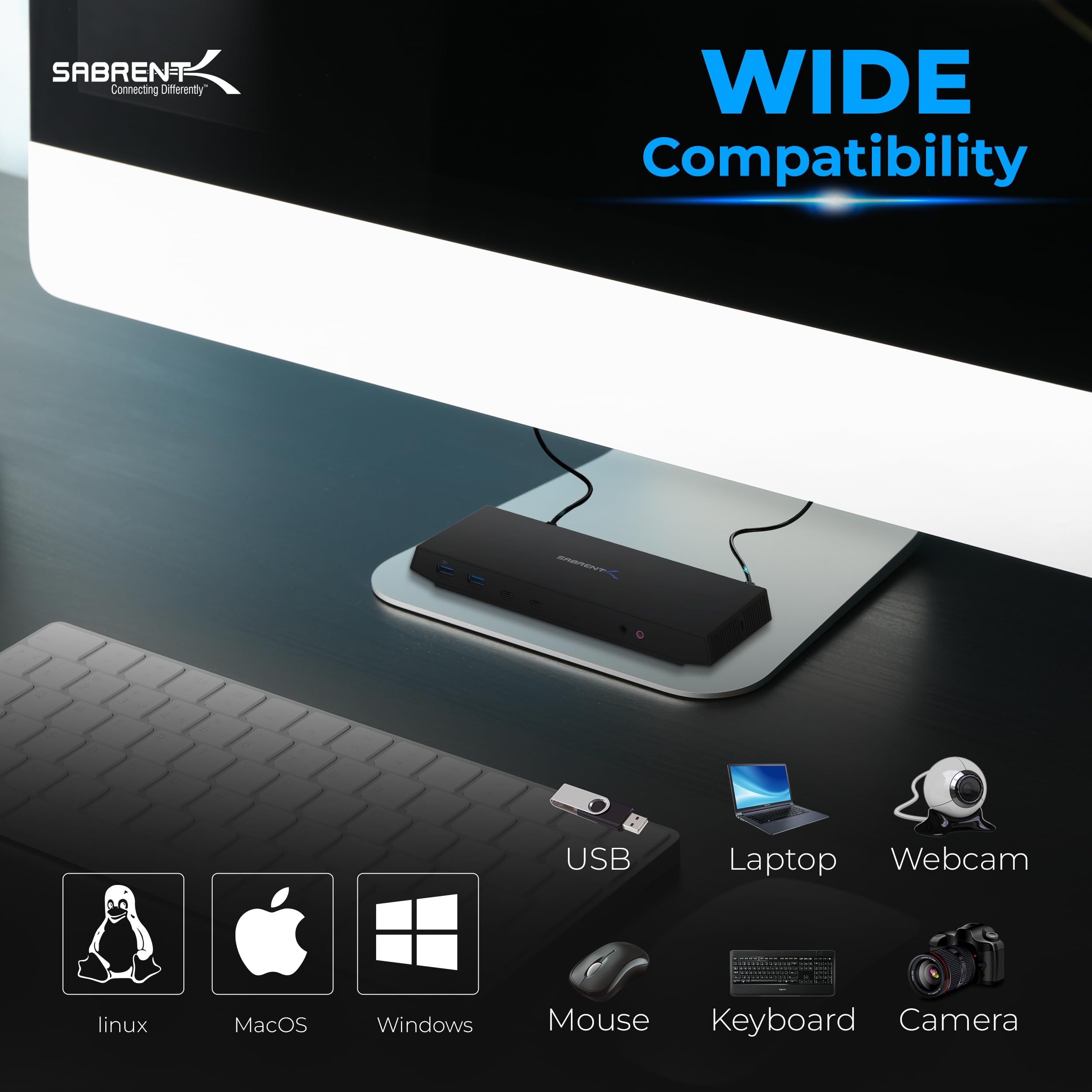 Sabrent USB Type-C podwójna stacja dokująca 4K z zasilaniem USB C (Ds-Wspd)