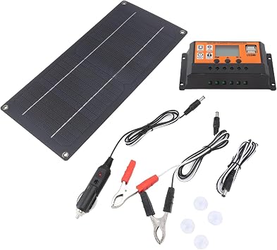 Luocute 60W Solar Panel, High Efficiency Monocrystalline Silicone Solar Panel Kit, 12V 24V Controller, RV Boat, Lightweight, Energy Saving Kit with Steady Output for Multiple Applications