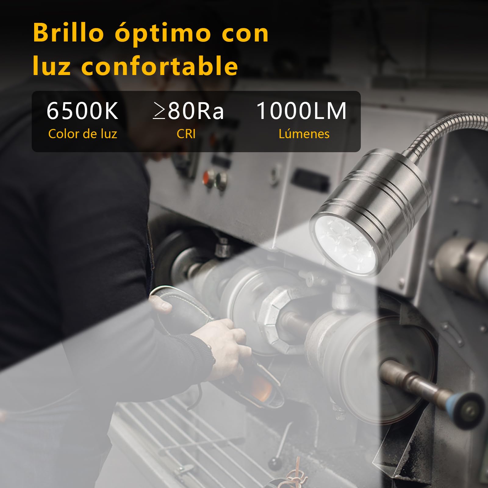 Lámpara de Trabajo Magnética, 10W 6500K Lámpara LED para Máquinas con Cuello de Ganso Flexible y Potente Base Magnética para Banco de Trabajo, Costura, Torno, Parrilla, Taller