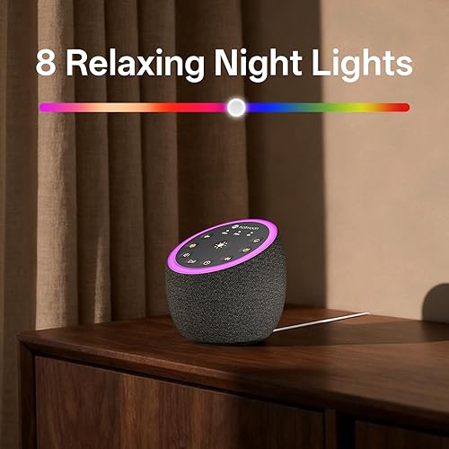 Miniatura 8 de Hotmoon Máquina de sonido para dormir, máquina de sonido de ruido blanco Cocoon 2 con 40 sonidos sin bucle, doble altavoz y temporizador, luz de 8