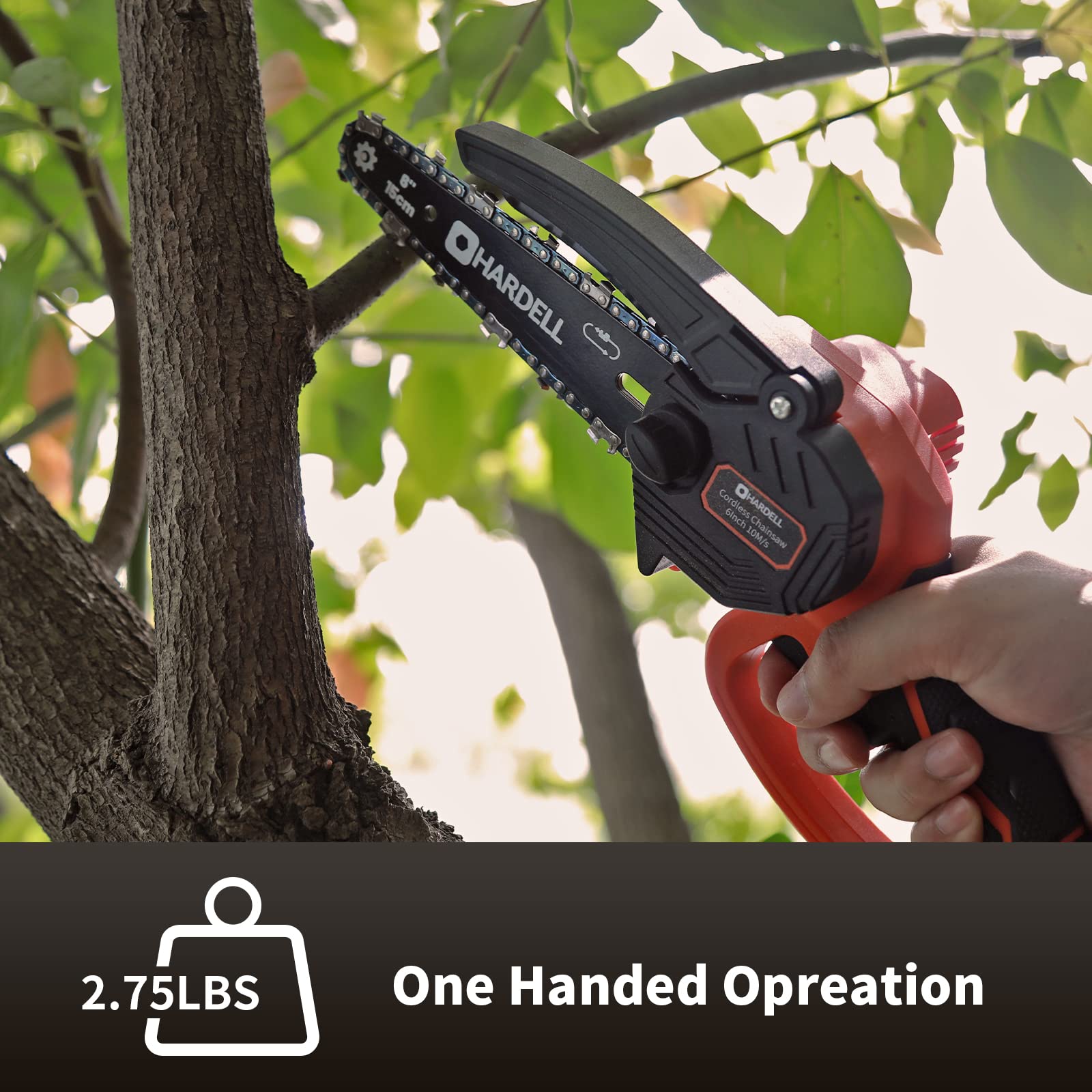 HARDELL Mini Chainsaw 6 Inch Cordless, Handheld Portable Electric ...