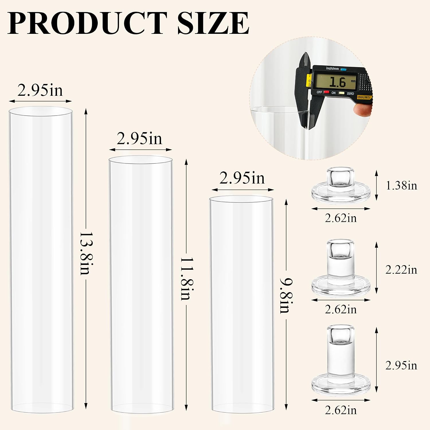 Hurricane Taper Candle Holder Thickened Cylinder Covers with Candlestick Holders Set of 6 Centerpiece for Wedding Dining Table