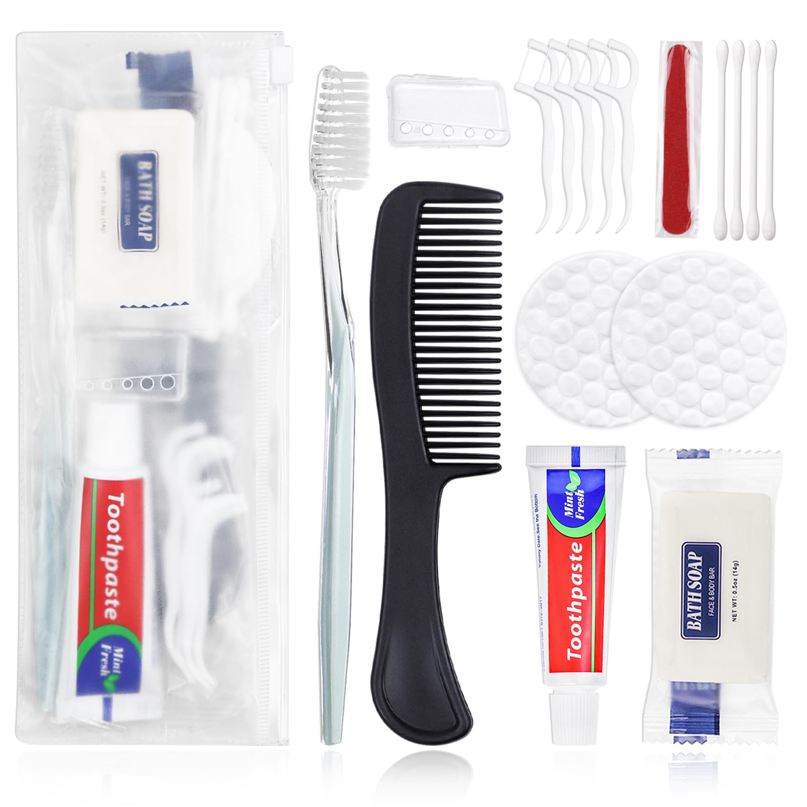 Set di 25 set di spazzolini da denti usa e getta con dentifricio, pettine e coperchio per sapone e kit di toeletta, kit da toeletta, articoli per senzatetto, per donne, uomini, viaggi