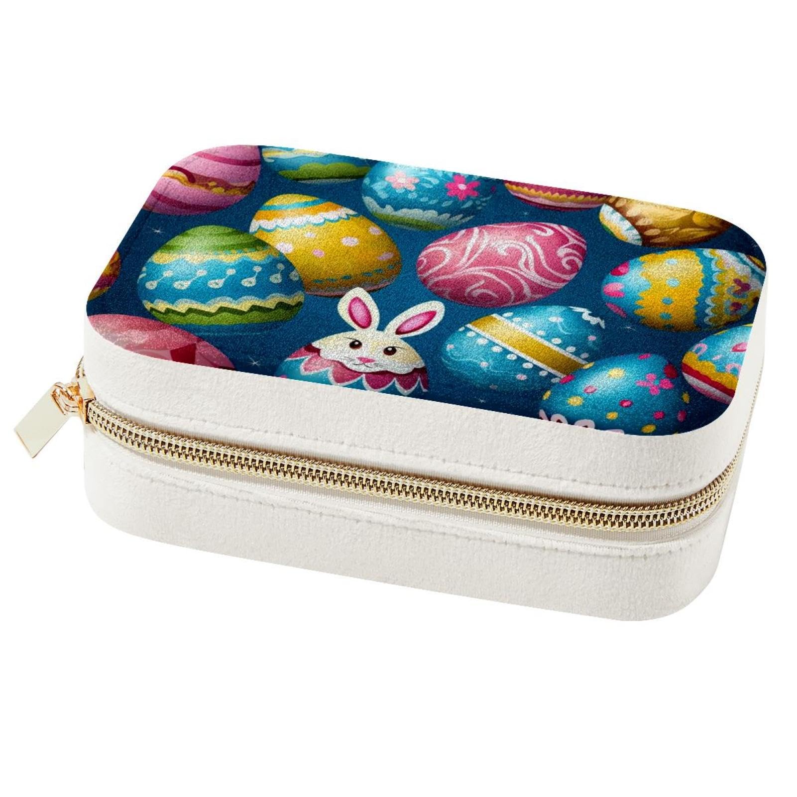 Boîte à bijoux œuf lapin de Pâques anti-nœuds pour collier et bague