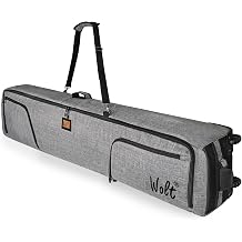 WOLT Rolling Ski Bag,Padded Snowboard Bag with Wheels for Air Travel, Fit to Double Pairs of Skis up to 175 or 190 cm