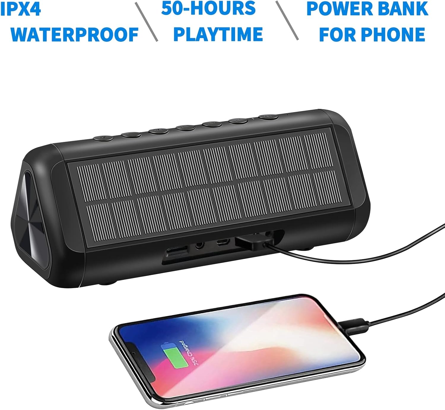 Crеаtіvе Prоduсt Bluetooth Speakers, Solar Bluetooth Speaker Portable Wireless Waterproof TWS with 5000mAH Battery 12W 50H Playtime Bluetooth 5.0 Speaker for Home Party, Shower, Car, Outdoor, Travel