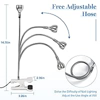 Vista 21 de AORAEM Lámpara LED UV para uñas: lámpara U V de cuello de cisne de doble cabeza para uñas de gel, luz LED de curación flash con 6 lupas para el Negro