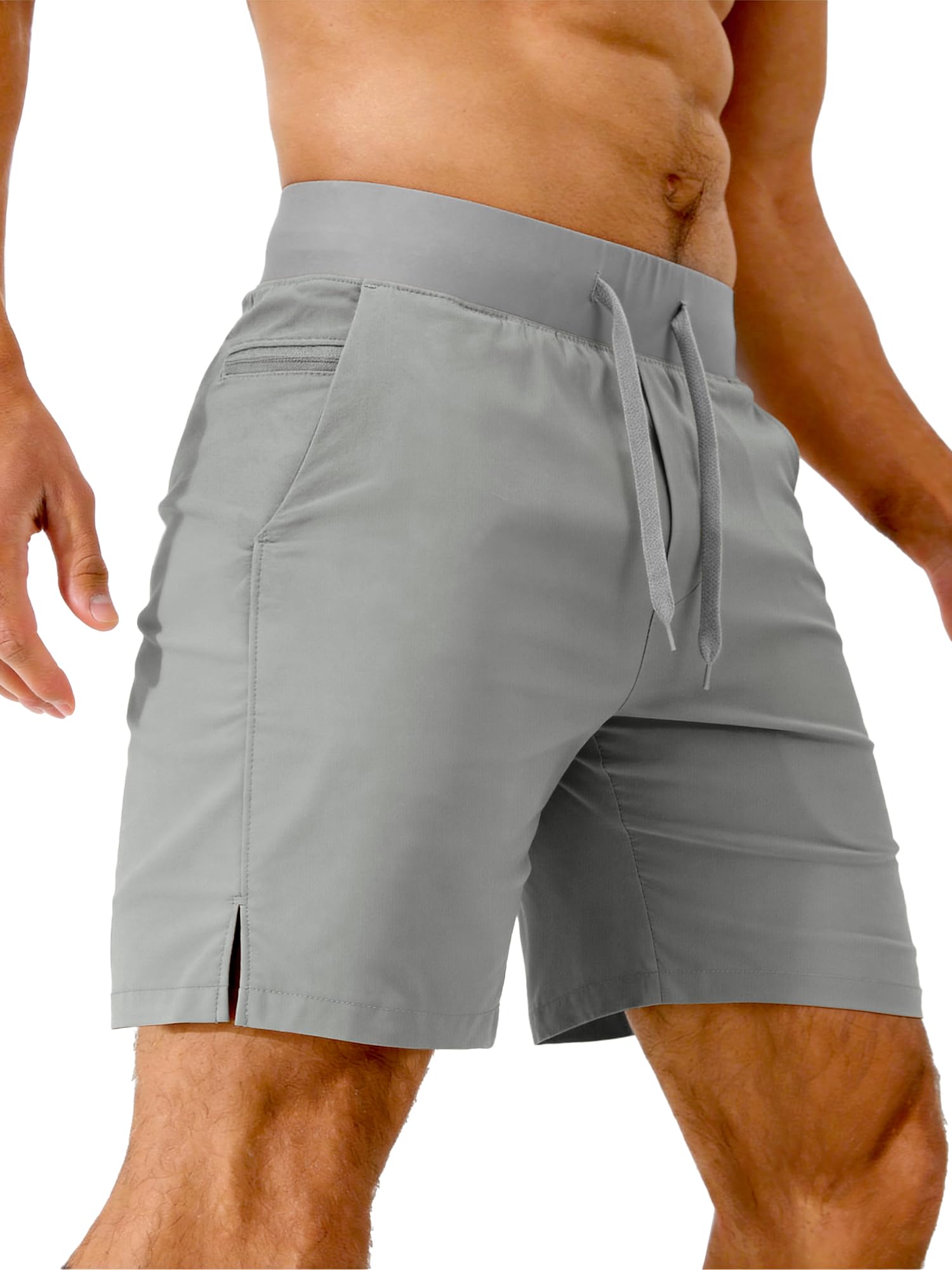 Comdecevis Mens 7 Inch Athletic Shorts Lightweight Quick Dry Running Shorts with Zipper Pockets