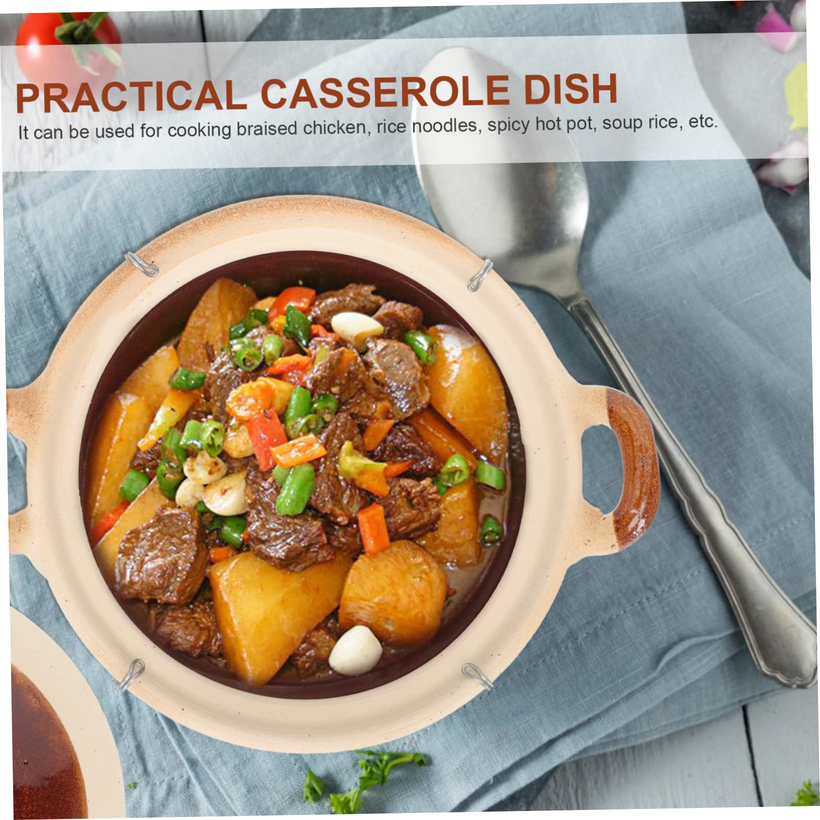 Sosoport Olla Doméstica de Barro Asa Única, Capacidad 0.5l, Transferencia Uniforme de Calor y Superficie Antiadherente para Guisar Comida en Cocina Casera