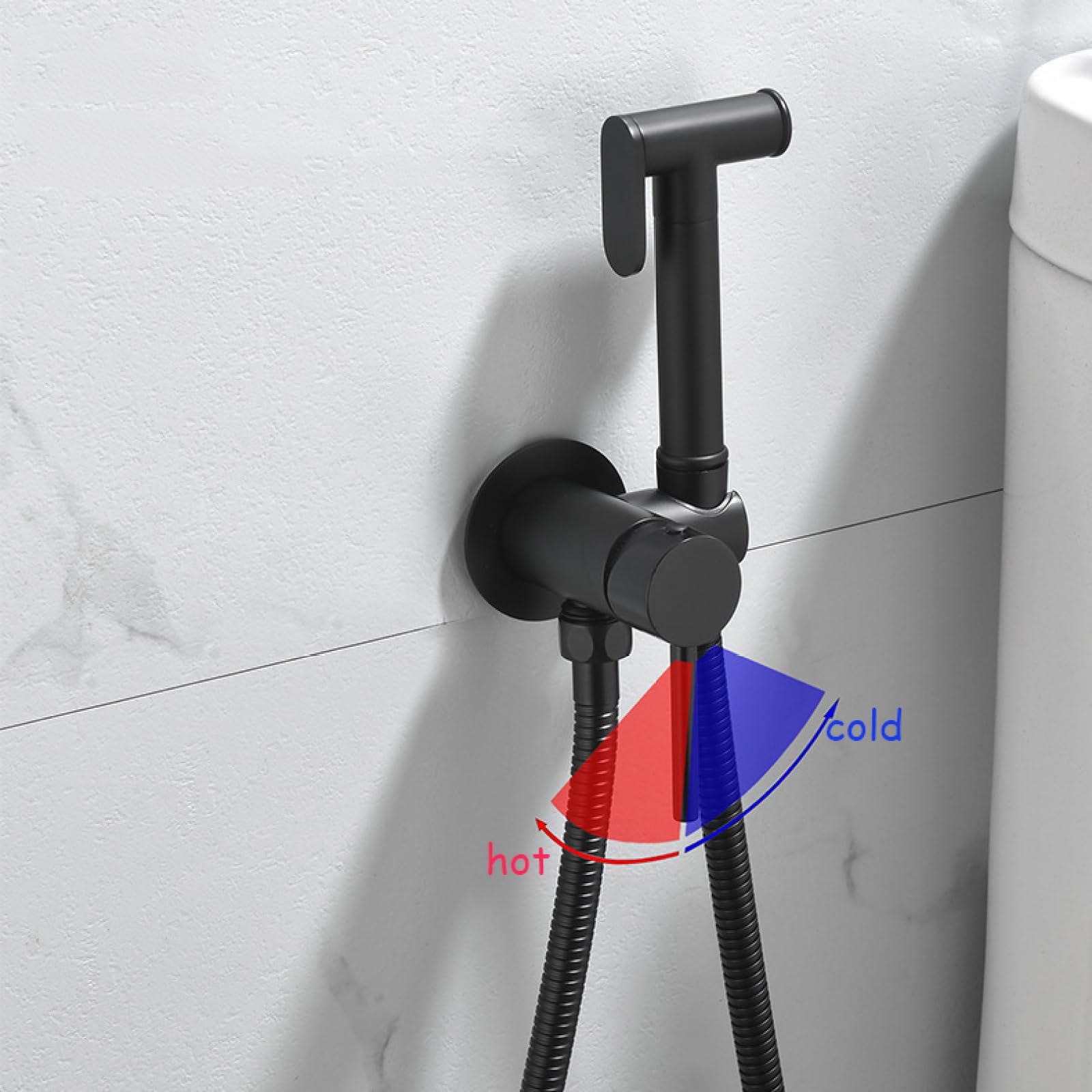 Grifo Bidet para WC Agua Caliente Y Fría Pulverizador De Bidé Latón Grifo WC Higienico Montado En La Pared para Limpieza Del Baño,Gris Pistola
