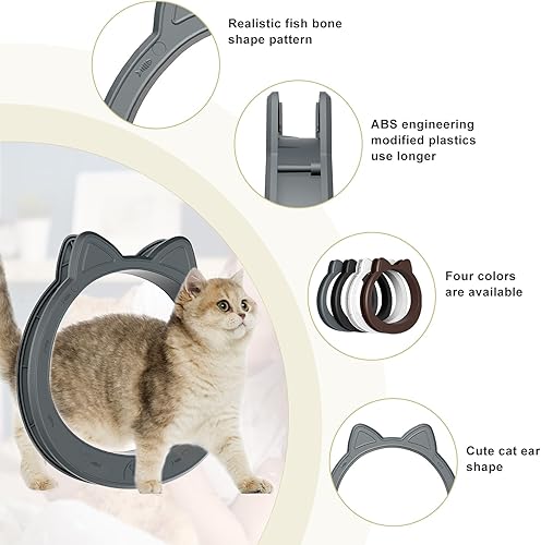 Miniatura 4 de Puerta interior grande para gatos, puerta de gato sin solapa para puerta interior, puerta de mascotas para gatos, fácil instalación, sin