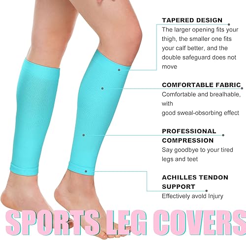 Miniatura 2 de 6 pares de medias de compresión para pantorrilla sin pies manga de compresión elástica para piernas soporte de espinilleras para correr enfermera