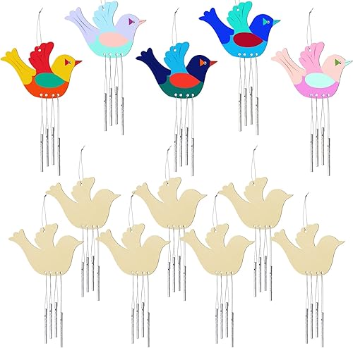 Miniatura 1 de Taiyin Carillón de viento de madera para pájaros, campanillas de viento de madera, campanillas de viento decorativas de madera para niños y niñas,