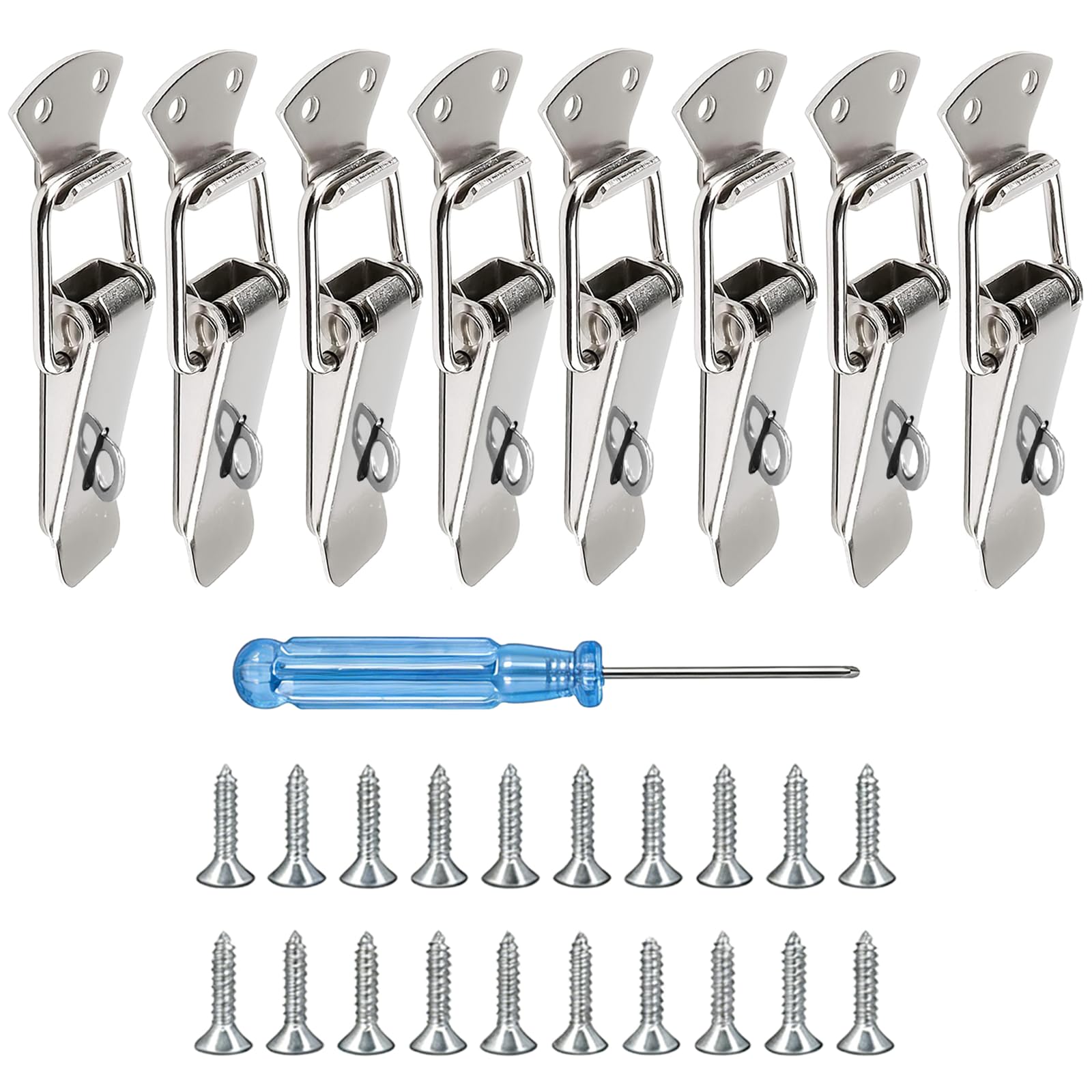 Catch Spring Loaded Toggle Latches, Stainless Steel Catch Clamp Clips, Padlockable Hasp with Buckle for Toolbox Mailbox Drawer Cabinet Case Door Closet Locker, Hardware Replacement, 56mm 8pcs — image 1