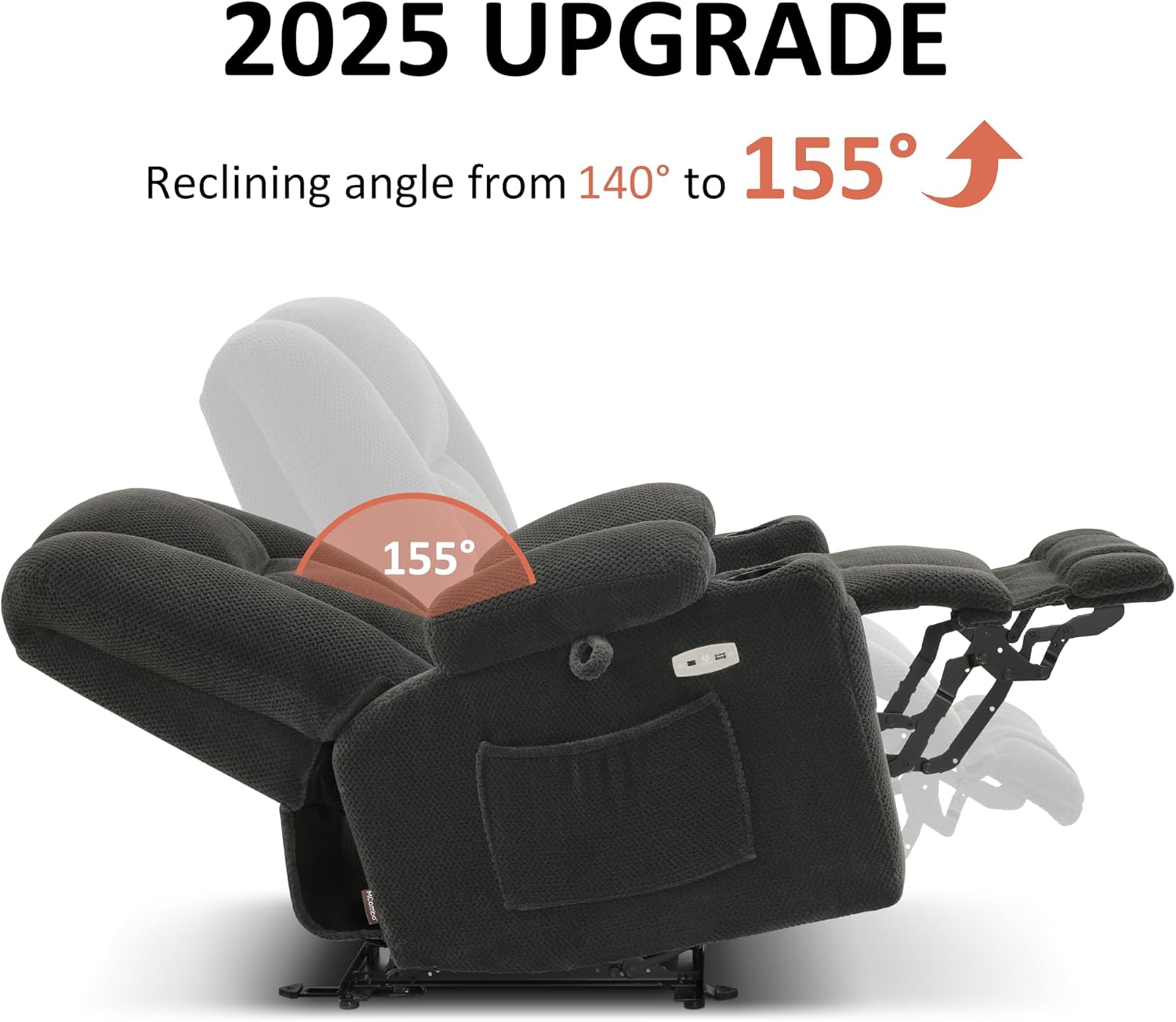 MCombo Zero Gravity Power Recliner Chair with Heat and Vibration Massage, Reclining Chair with USB & Type C Ports, Cup Holders for Living Room, Fabric 8015 (Grey)