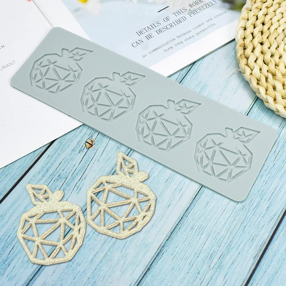 TUKE 3D Hollow Lace Fondant Molds Fruits Leaf Shape Lace Mat Party Cake Decoration Tool Cupcake Mat Silicone Molds for Polymer Clay Chocolate Baking